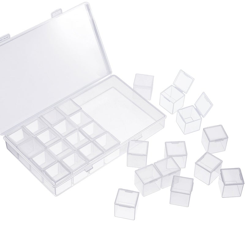 TecUnite Large Separate Diamond Embroidery Box Dividers Diamond Painting Accessory Storage Box Large Size for DIY Art Craft Jewelry Nail Accessory Storage and Organizer (28 Grids) - Image 1